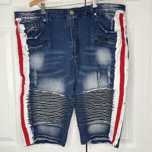BLIND TRUST Men's distressed denim shorts Stripped Sides Size 40‎